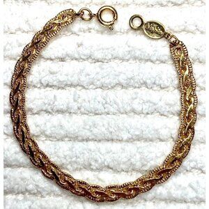 Vintage Napier Gold Tone‎ Braided Bracelet Chain Link Classic